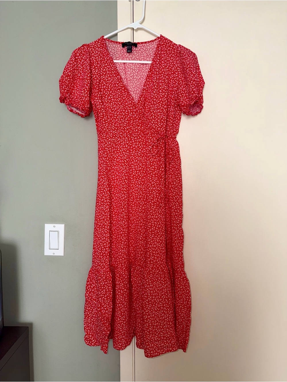 New Look Red Floral Wrap-Style Dress
